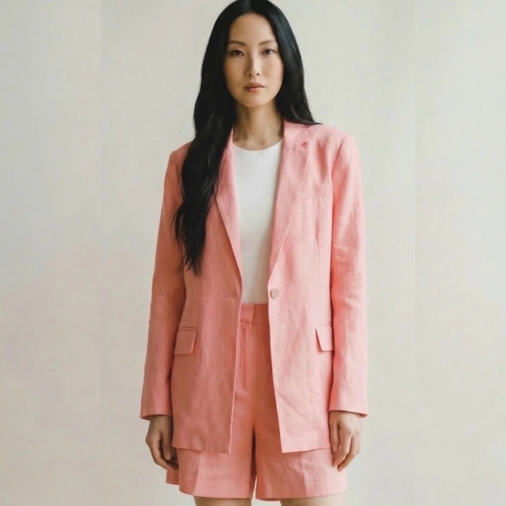 Staud‎ Blazer Linen Jacket Pink Maxwell Suit Jacket Size XS